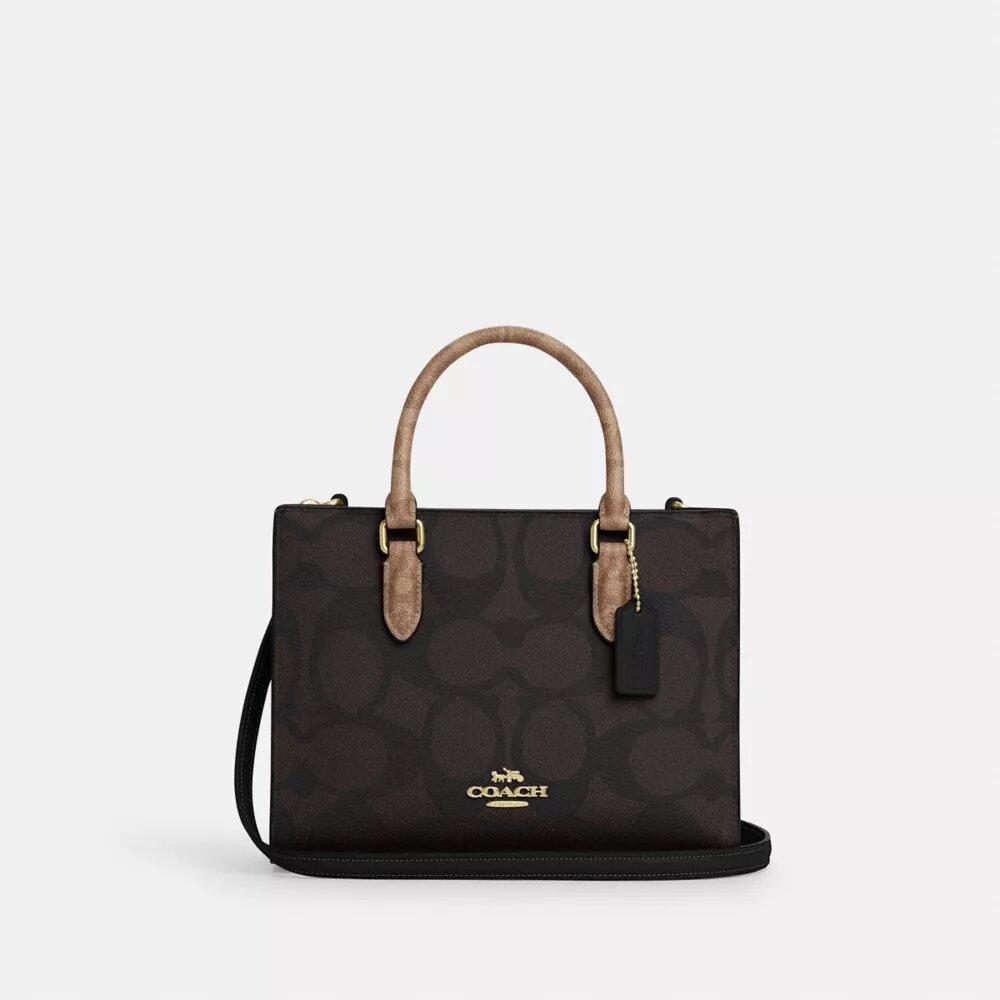 Petit sac cabas Maggie en Signature Canvas à motifs contrastés