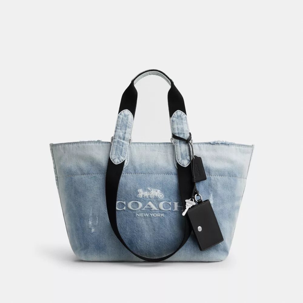 Petit sac cabas « Tour » en denim « Loved » avec Charms