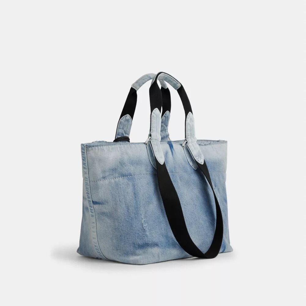 Petit sac cabas « Tour » en denim « Loved » avec Charms