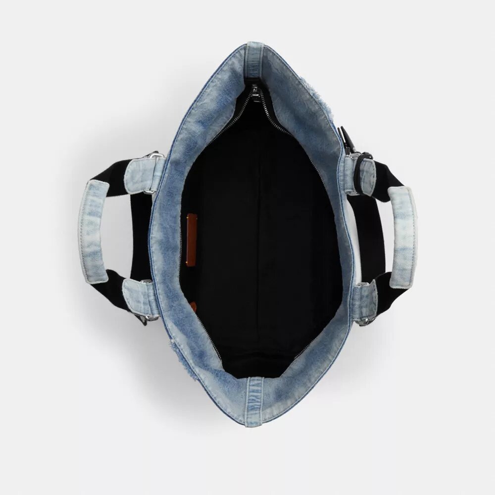 Petit sac cabas « Tour » en denim « Loved » avec Charms
