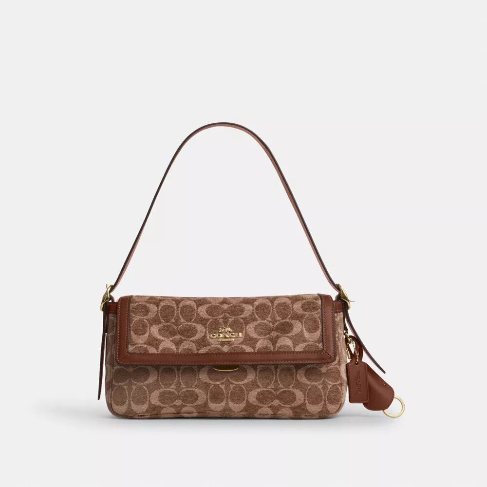 Petit sac porté épaule à rabat Etta en chenille emblématique