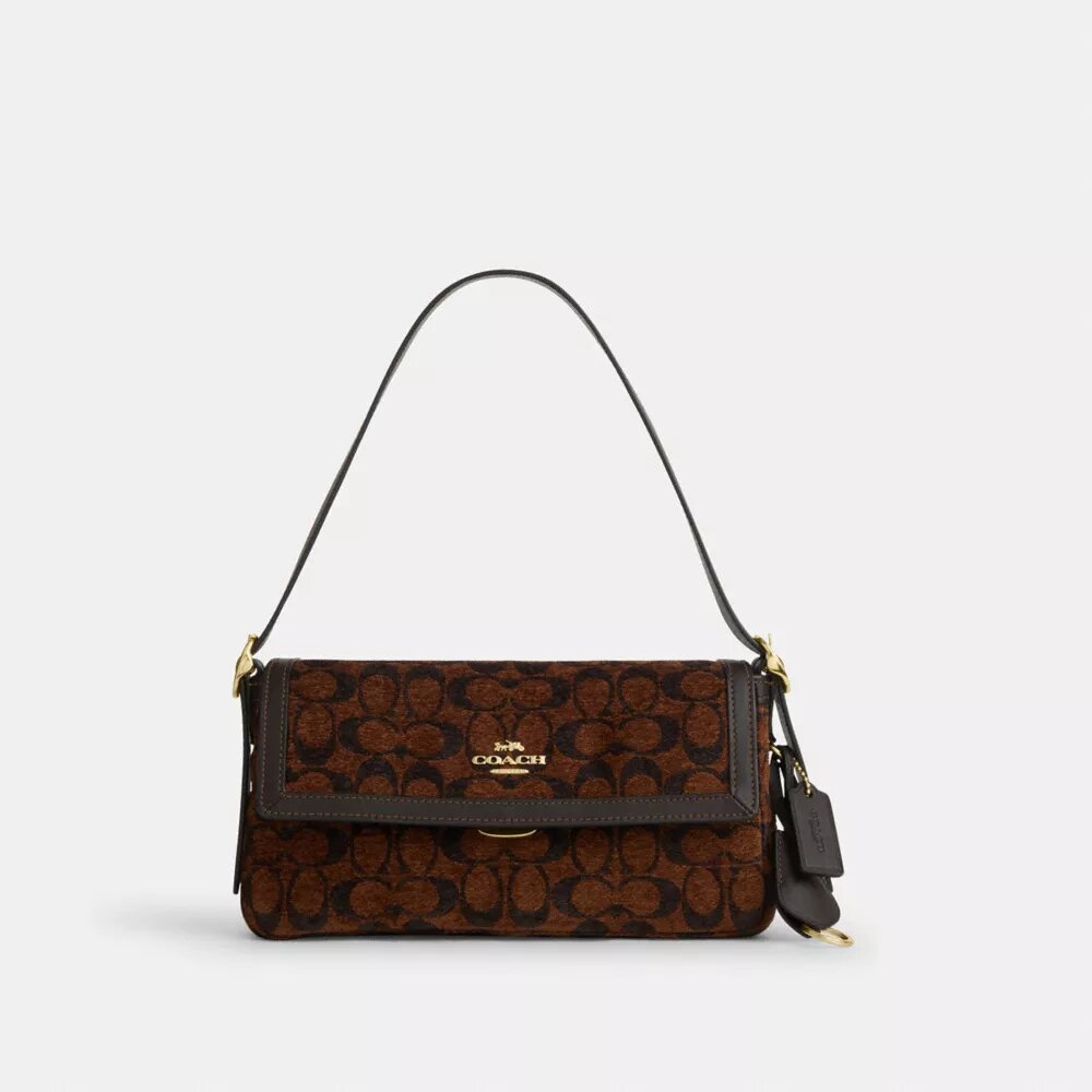 Petit sac porté épaule à rabat Etta en chenille emblématique
