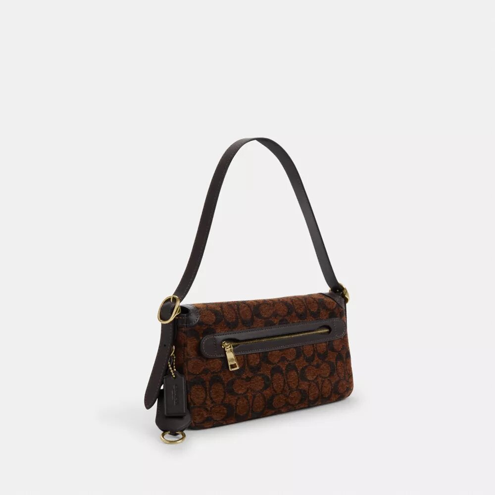 Petit sac porté épaule à rabat Etta en chenille emblématique