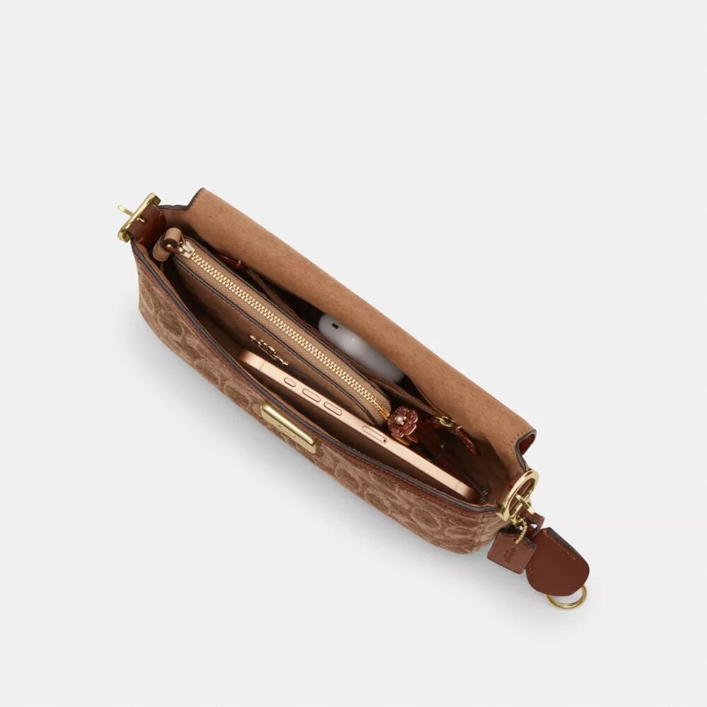 Petit sac porté épaule à rabat Etta en chenille emblématique