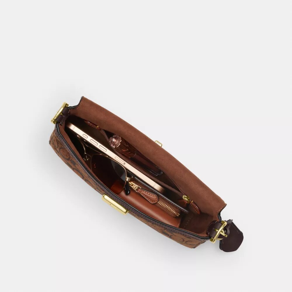 Petit sac porté épaule à rabat Etta en chenille emblématique