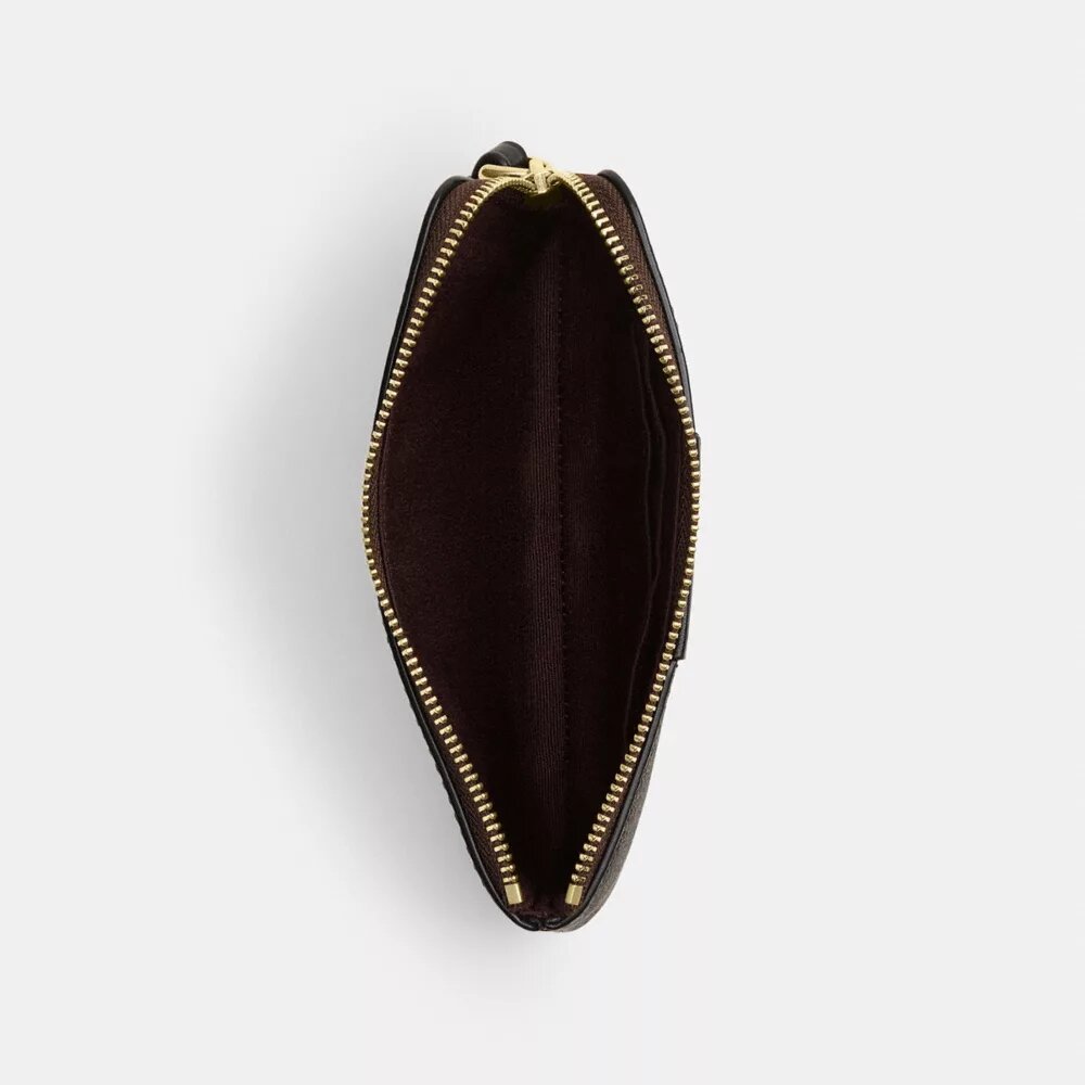 Pochette dragonne avec fermeture à glissière en coin en Signature Canvas à rayures
