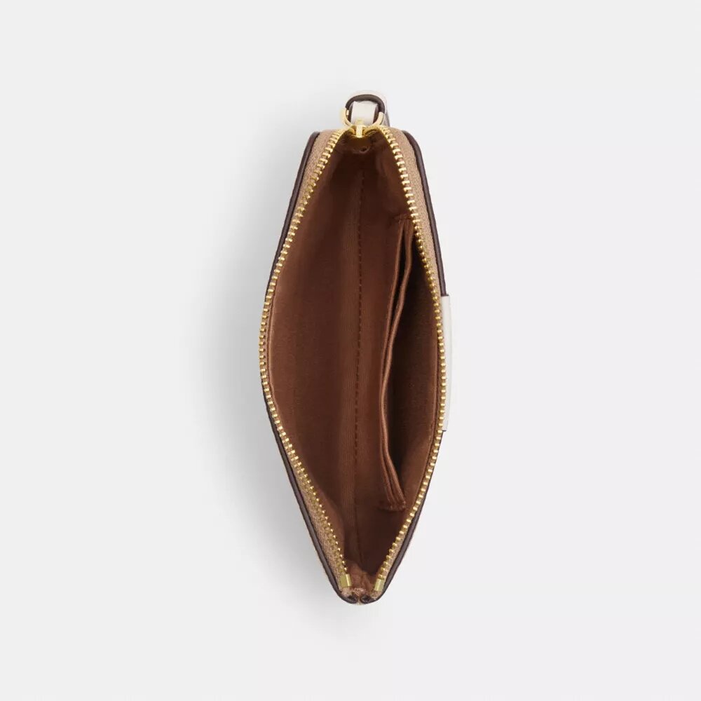 Pochette dragonne avec fermeture à glissière en coin en Signature Canvas à rayures