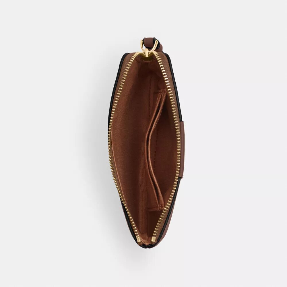 Pochette dragonne avec fermeture à glissière en coin en Signature Canvas à rayures