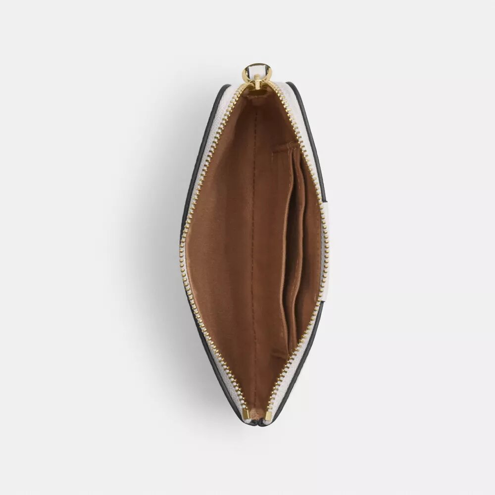 Pochette dragonne avec fermeture à glissière en coin en Signature Canvas à rayures