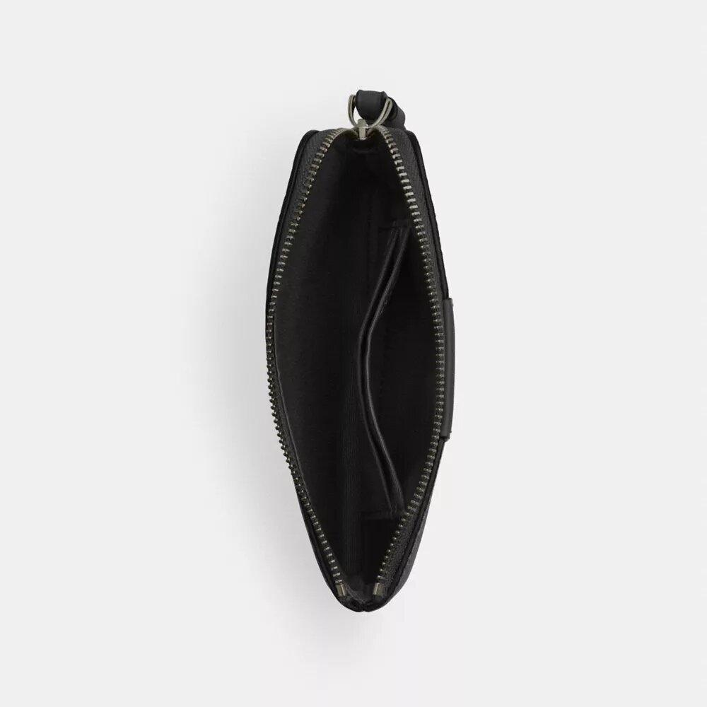 Pochette dragonne avec fermeture à glissière en coin en Signature Canvas à rayures