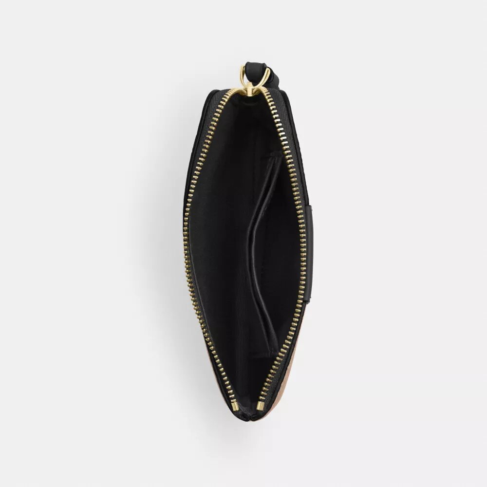 Pochette dragonne avec fermeture à glissière en coin en Signature Canvas à rayures