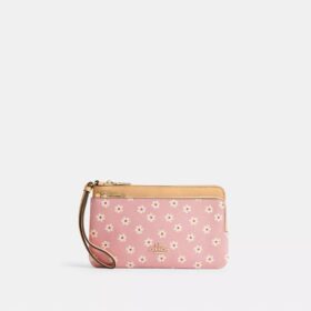 Pochette dragonne à double fermeture éclair avec imprimé floral