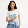 Pochette dragonne à double fermeture éclair avec imprimé floral