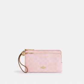 Pochette dragonne à double fermeture éclair en Signature Canvas avec Charms