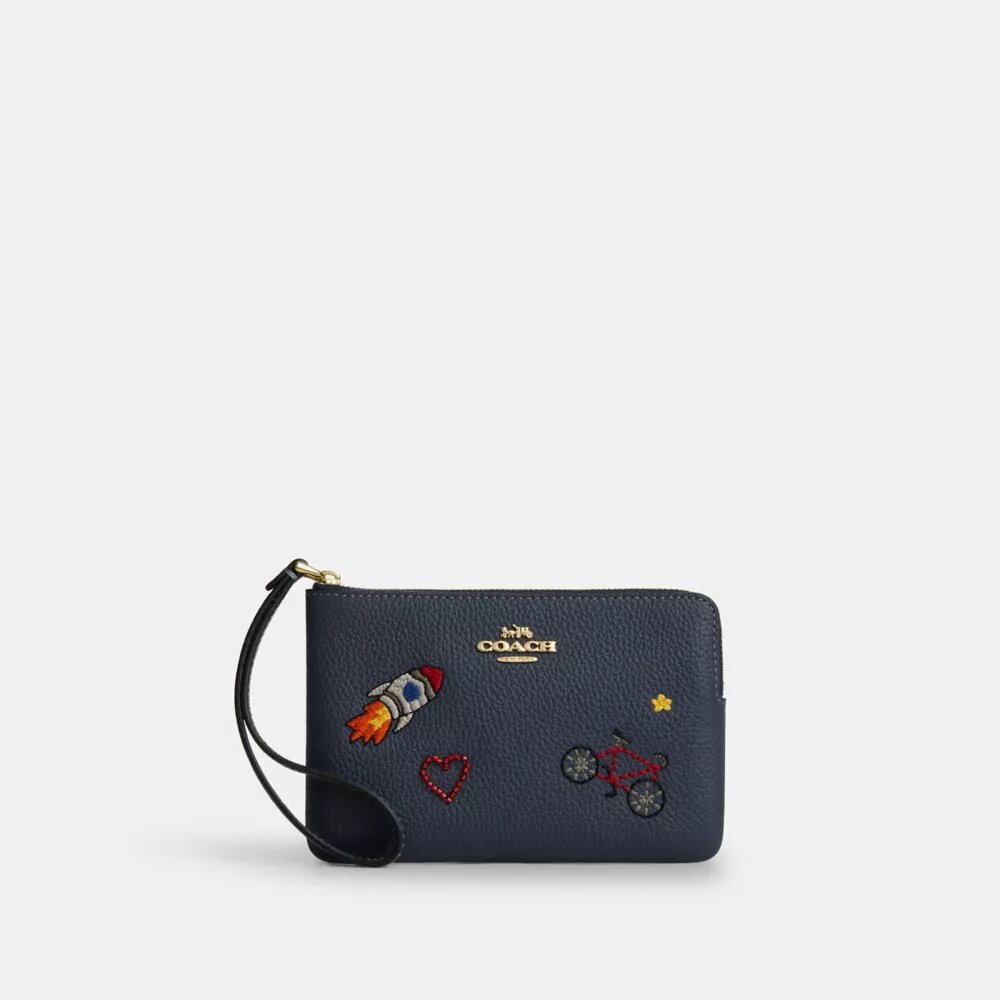 Pochette dragonne à fermeture éclair d'angle