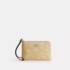 Pochette dragonne à fermeture éclair d'angle avec imprimé floral