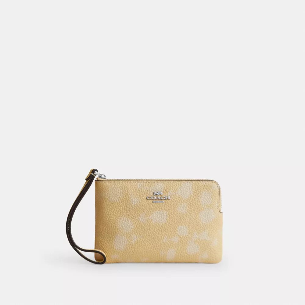 Pochette dragonne à fermeture éclair d'angle avec imprimé floral