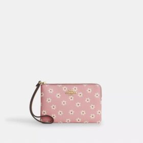 Pochette dragonne à fermeture éclair d'angle avec imprimé floral
