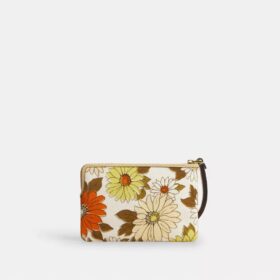 Pochette dragonne à fermeture éclair d’angle avec imprimé floral
