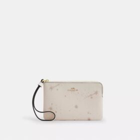 Pochette dragonne à fermeture éclair d'angle avec imprimé étoiles