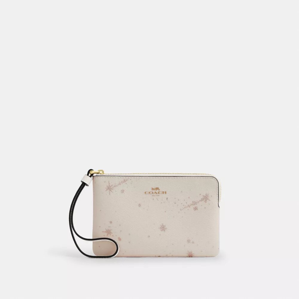 Pochette dragonne à fermeture éclair d'angle avec imprimé étoiles