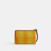 Pochette dragonne à fermeture éclair d'angle en coton régénératif à imprimé écossais
