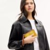 Pochette dragonne à fermeture éclair d'angle en coton régénératif à imprimé écossais