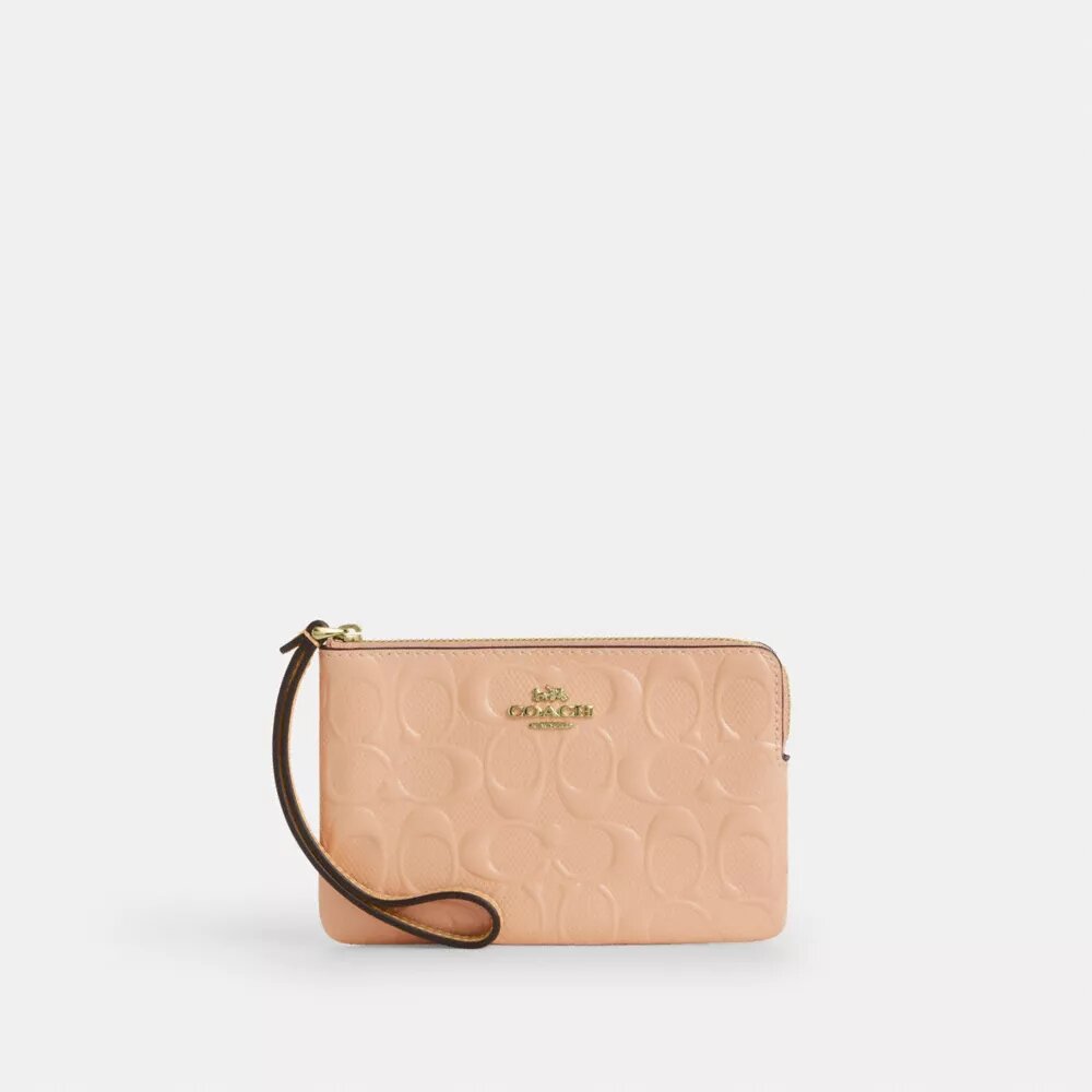 Pochette dragonne à fermeture éclair d'angle en cuir emblématique