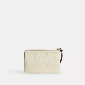 Pochette dragonne à fermeture éclair d’angle en cuir emblématique