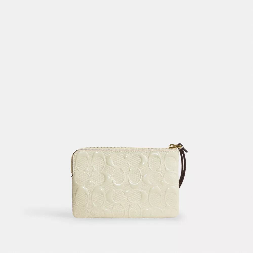 Pochette dragonne à fermeture éclair d'angle en cuir emblématique