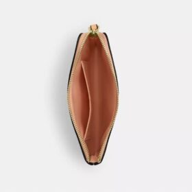 Pochette dragonne à fermeture éclair d’angle en cuir emblématique
