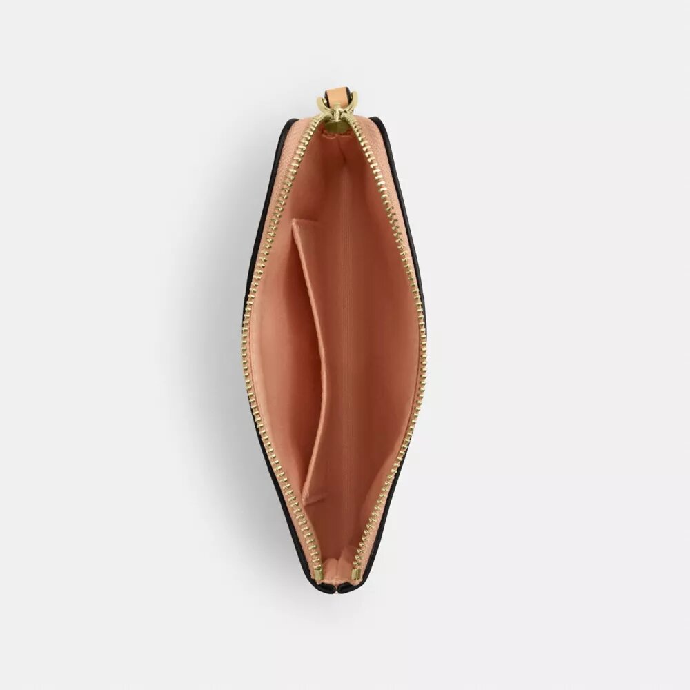 Pochette dragonne à fermeture éclair d'angle en cuir emblématique