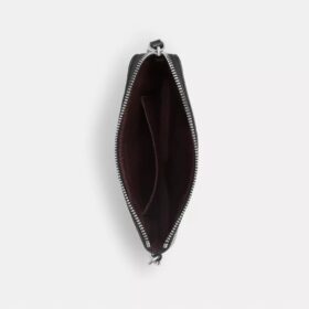 Pochette dragonne à fermeture éclair d’angle en cuir emblématique avec breloque en forme de cœur