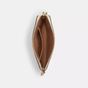 Pochette dragonne à fermeture éclair d’angle en cuir emblématique avec breloque en forme de cœur