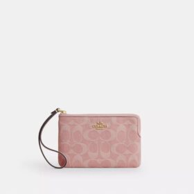 Pochette dragonne à fermeture éclair d'angle en denim emblématique