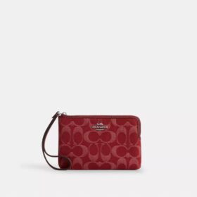 Pochette dragonne à fermeture éclair d'angle en denim emblématique