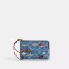 Pochette dragonne à fermeture éclair d'angle en denim emblématique