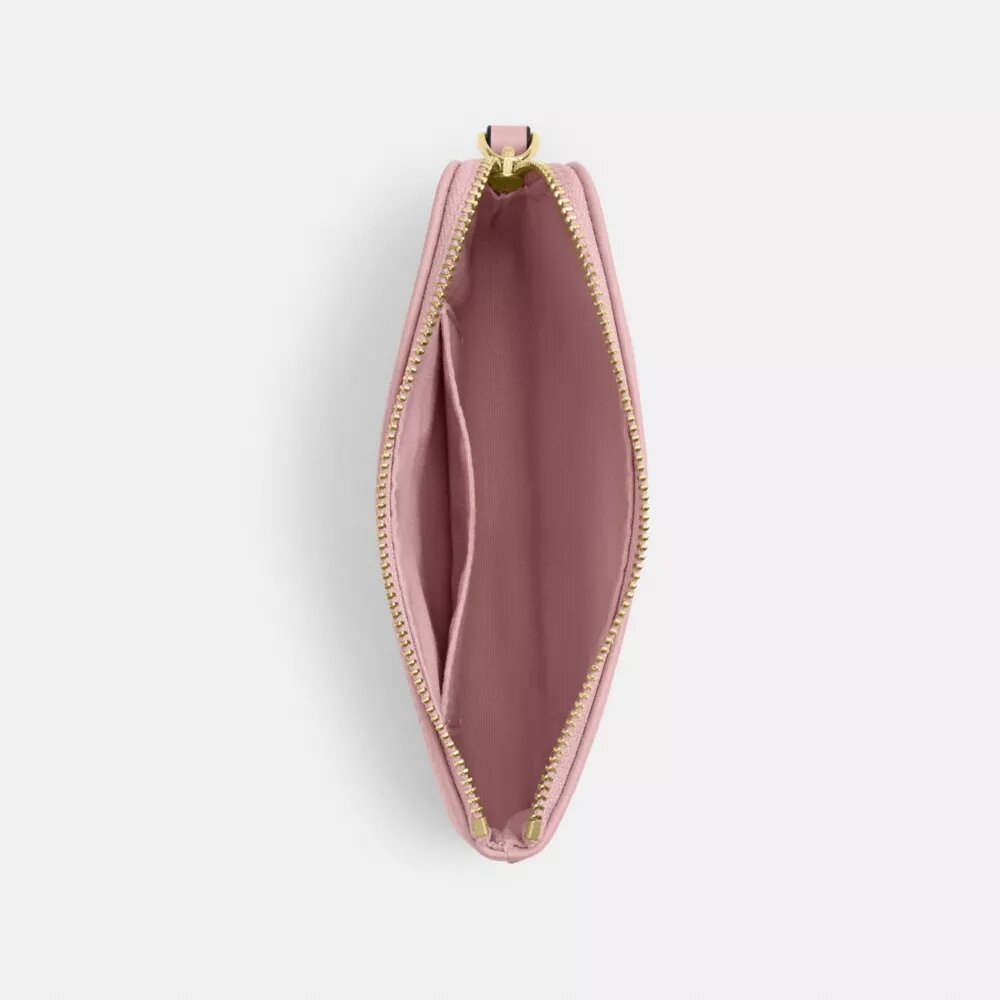 Pochette dragonne à fermeture éclair d'angle en denim emblématique