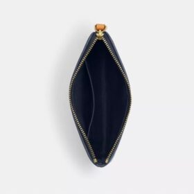 Pochette dragonne à fermeture éclair d’angle en denim emblématique