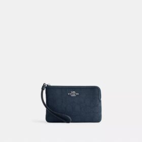 Pochette dragonne à fermeture éclair d'angle en jacquard Signature