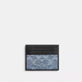 Porte-carte d'identité fin en denim emblématique « Loved »