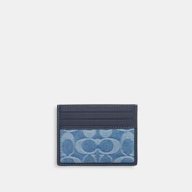 Porte-carte d'identité fin en denim Signature