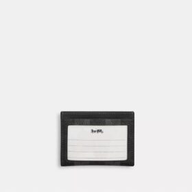 Porte-carte d’identité fin en Signature Canvas à rayures