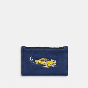 Porte-cartes à fermeture éclair avec imprimé voiture