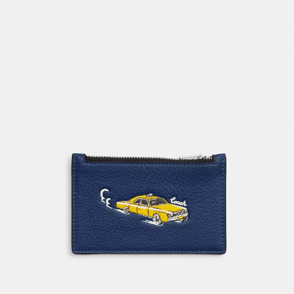 Porte-cartes à fermeture éclair avec imprimé voiture