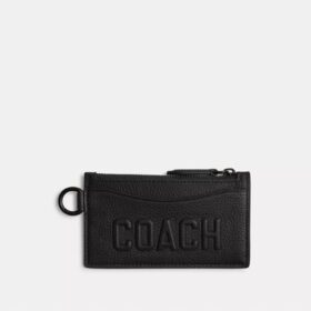 Porte-cartes à fermeture éclair avec motif Coach