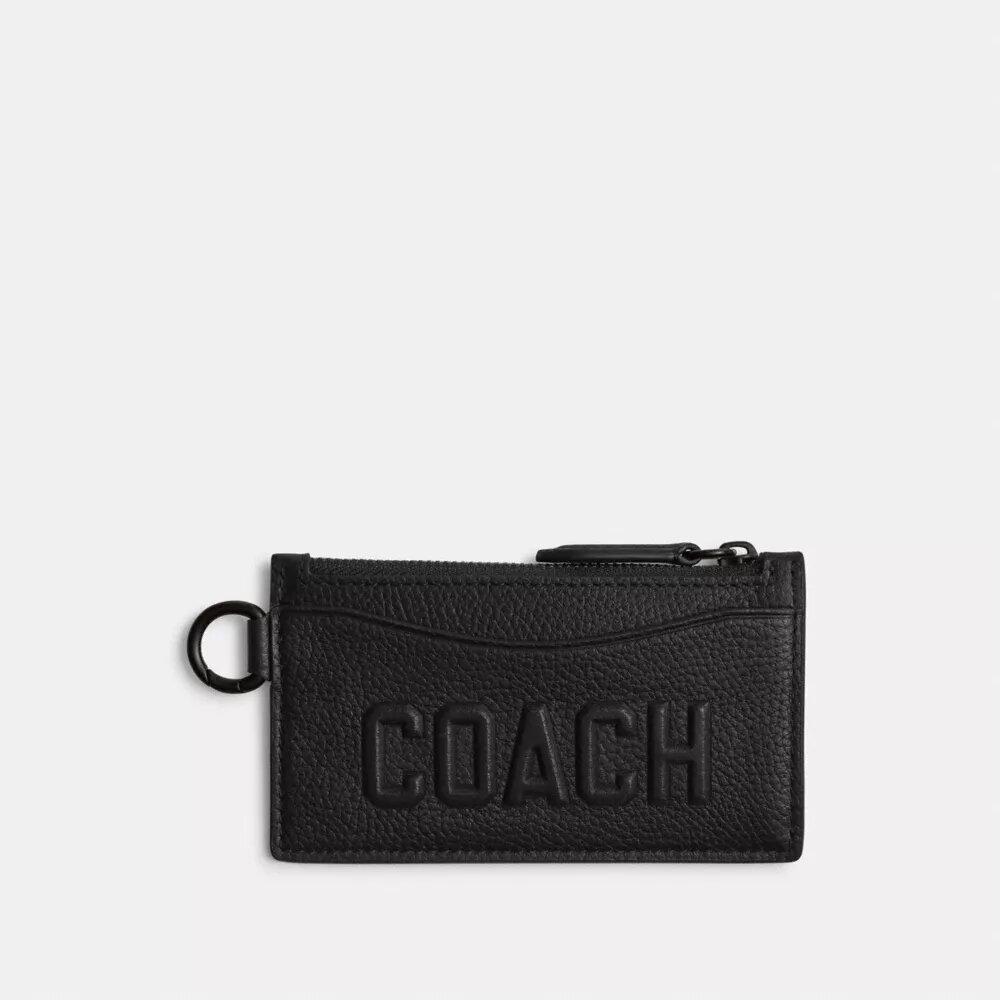 Porte-cartes à fermeture éclair avec motif Coach