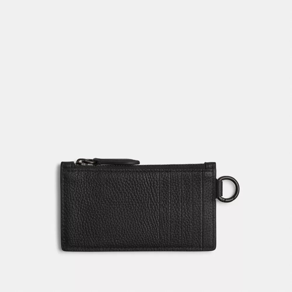 Porte-cartes à fermeture éclair avec motif Coach