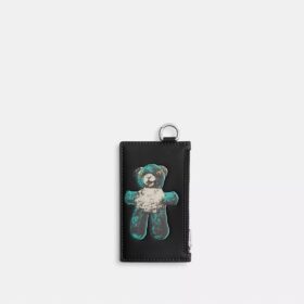 Porte-cartes à fermeture éclair avec motif Teddy