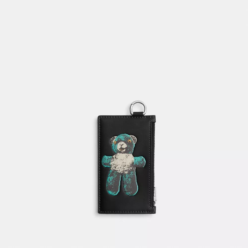 Porte-cartes à fermeture éclair avec motif Teddy